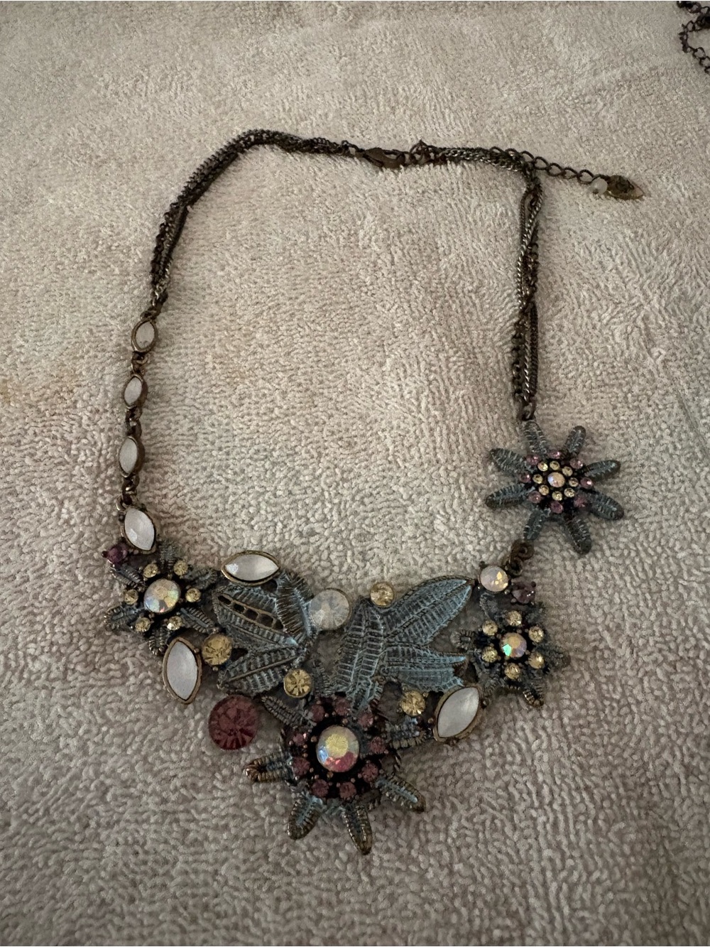 Betsey Johnson Statement Floral Crystal Bib Necklace - Multicolor